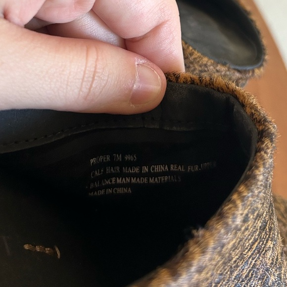 Naked Feet Proper Heeled Mule Calf Fur Brown Black Size 7 Women's Business Party - Picture 12 of 13